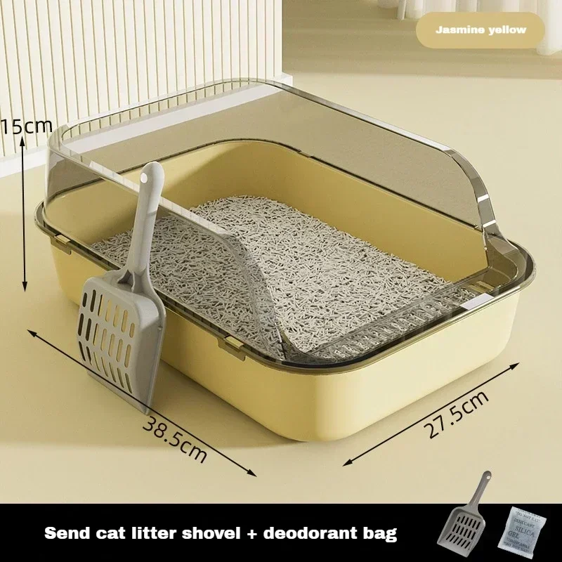 Cat Litter Box High Side Thicken Semi Enclosed Splashproof with Removable Scoop Large Capacity Easy Clean Cat Toilet Supplies - Image 7
