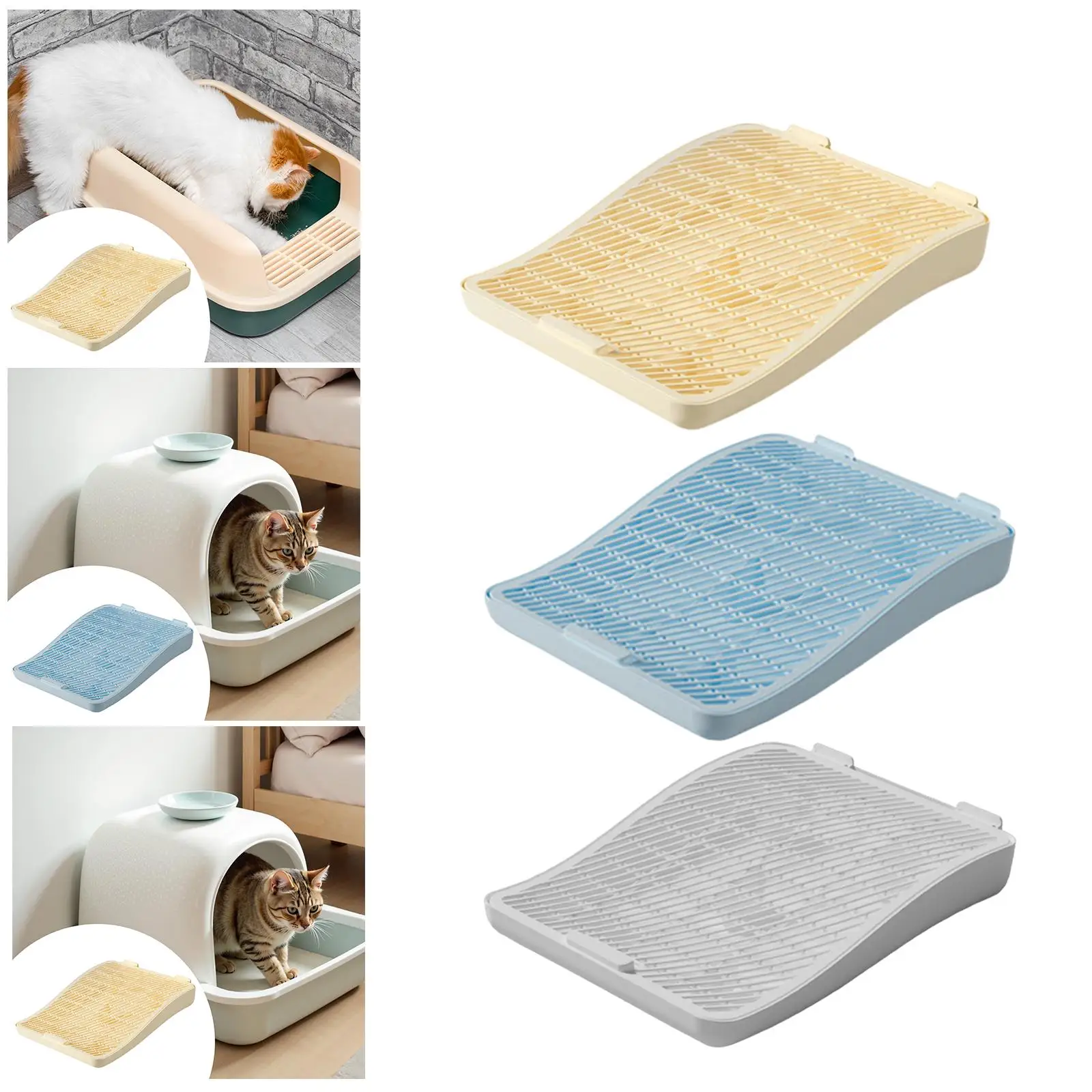 Cat Litter Trapping Mat Easy to Clean Lightweight Sturdy Double Layer Litter Catcher Pad for Pet Supply Kitten