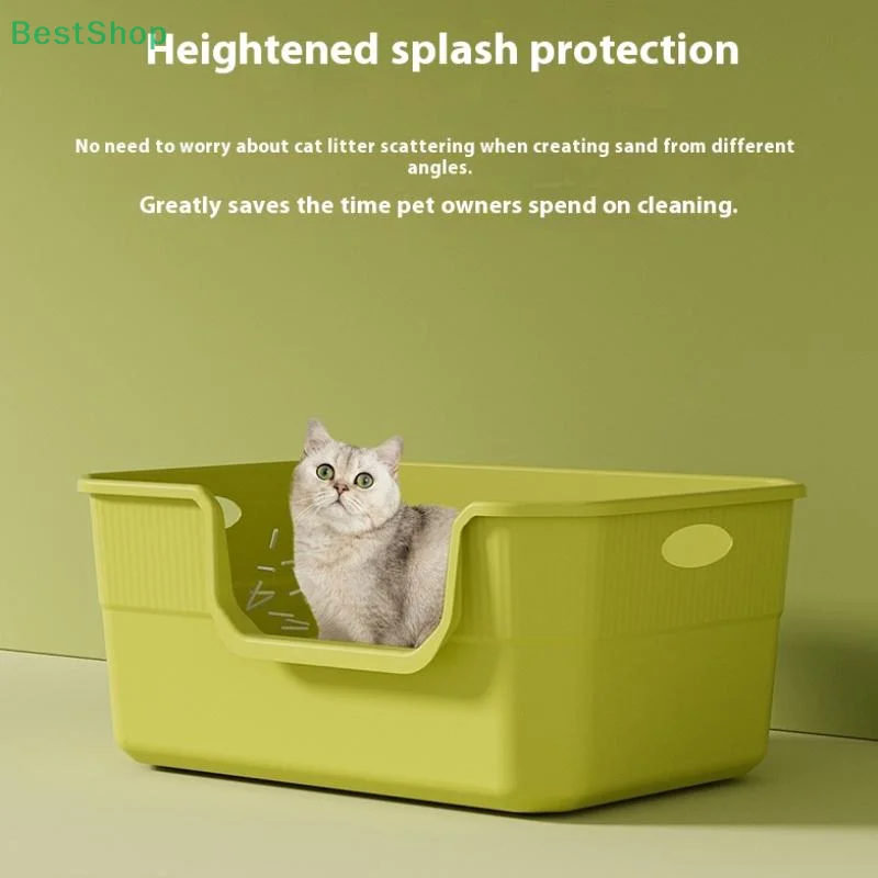♥Extra Large Cat Litter Box;Semi-Enclosed & Open Design, Anti-Splash Cat Toilet with High Sides - Image 6