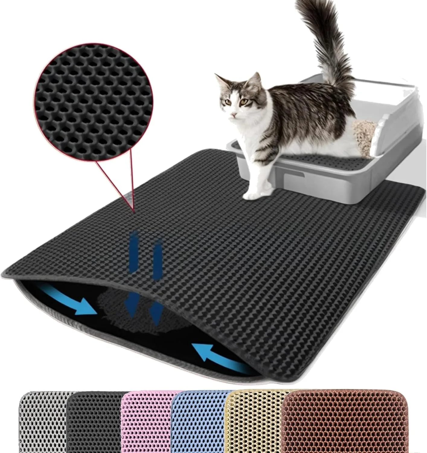Cat Litter Mat Double Layer Pet Non Slip Big Pet Litter Box Filter MatWear Resistant Waterproof Anti-slip Cat Litter Mat - Image 8