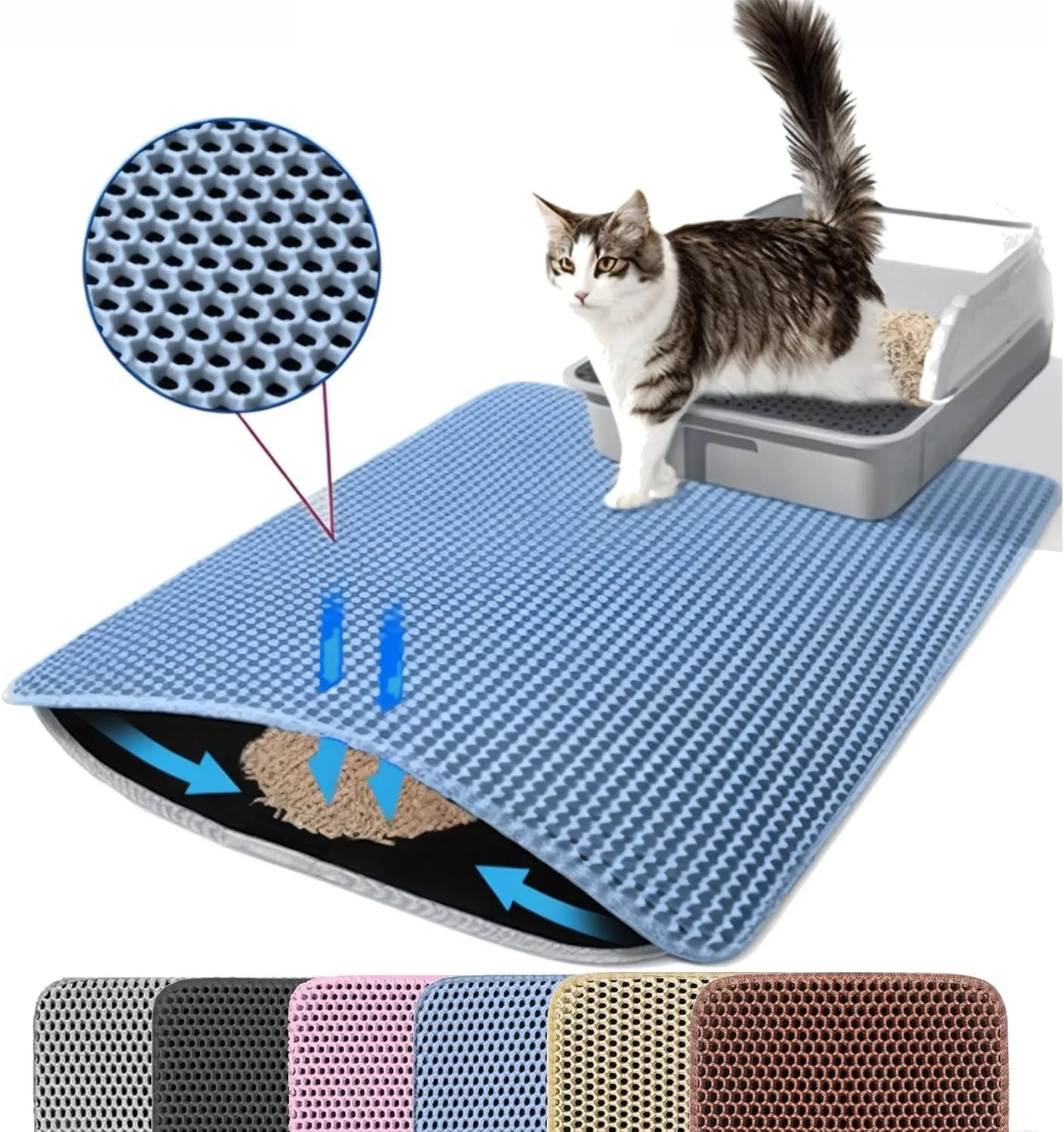 Cat Litter Mat Double Layer Pet Non Slip Big Pet Litter Box Filter MatWear Resistant Waterproof Anti-slip Cat Litter Mat - Image 9