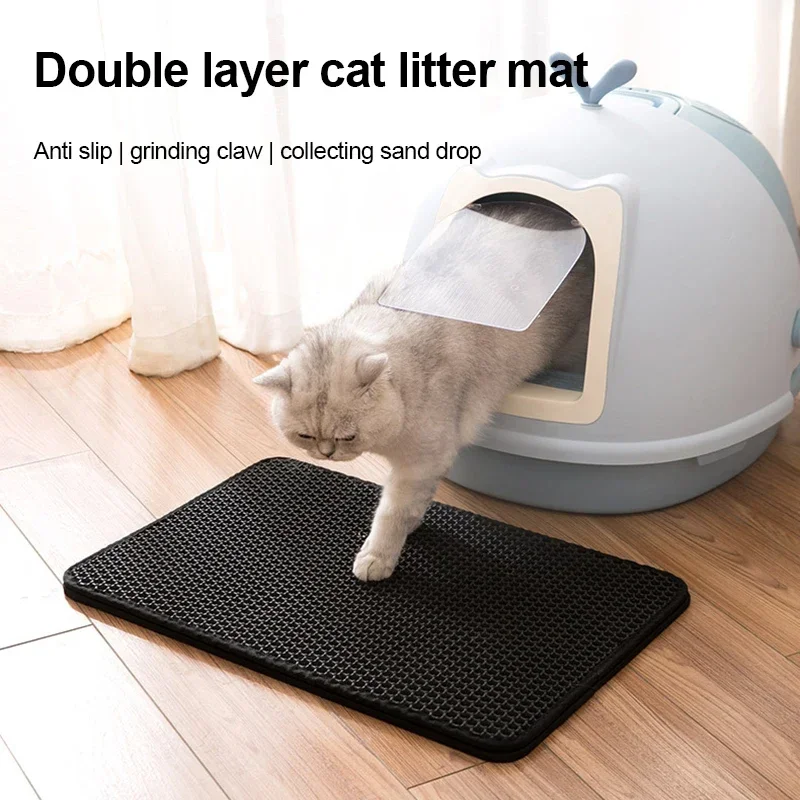 Cat Litter Mat EVA Double Layer Cat Litter Mat Cat Litter Basin Sand Falling Mat Eva Cat Litter Mat Cat Nest Mat Pet Mat - Image 5