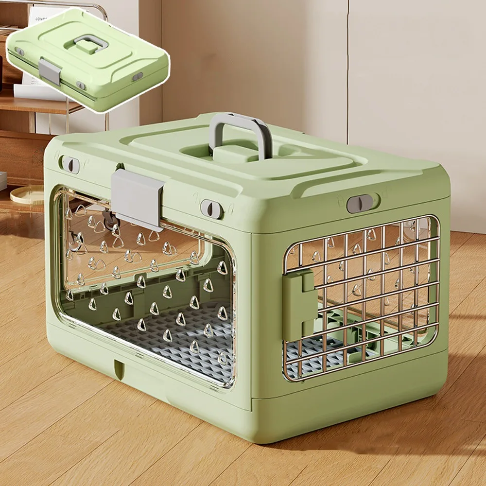 Portable Collapsible Pet Carrier Box Breathable Plastic Foldable Cat Cage with Handle Thickening Dog Kennel Travel Transport - Image 9