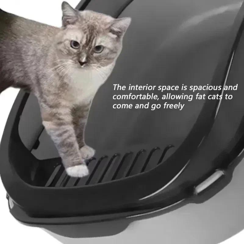 Cat Litter Box High Side Thicken Semi Enclosed Splashproof with Removable Scoop Large Capacity Easy Clean Cat Toilet Supplies - Image 4