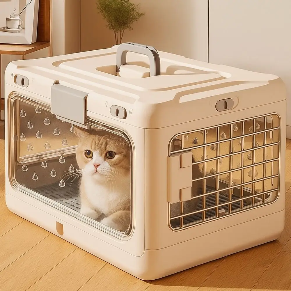 Portable Collapsible Pet Carrier Box Breathable Plastic Foldable Cat Cage with Handle Thickening Dog Kennel Travel Transport - Image 4