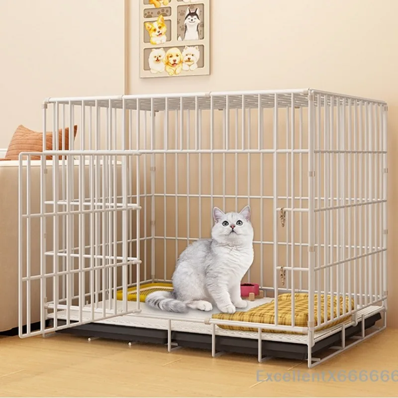 Large Space House For Dogs Pet Supplies Pet Villa Dog Cage With Toilet Tray Puppy House Iron Mesh Dog Cage Indoor Duplex Luxury - Image 4