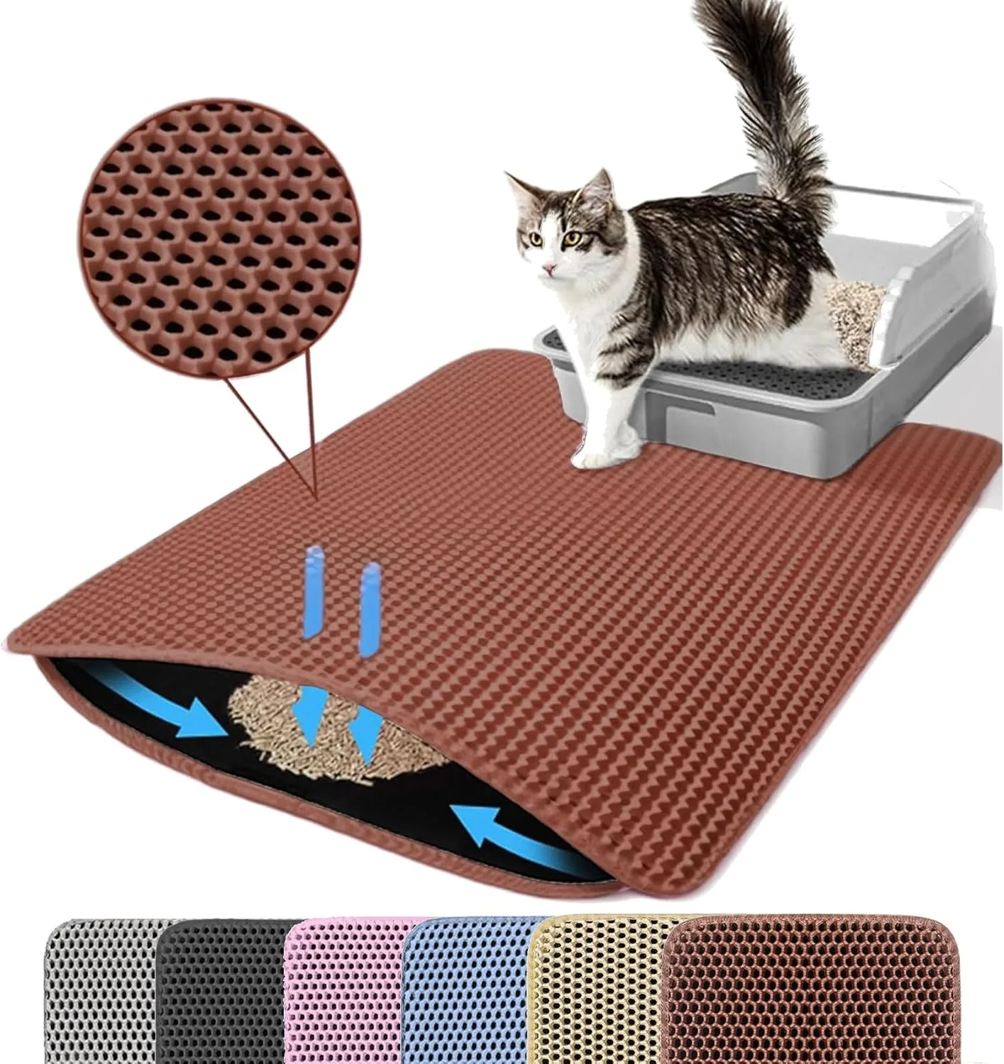 Cat Litter Mat Double Layer Pet Non Slip Big Pet Litter Box Filter MatWear Resistant Waterproof Anti-slip Cat Litter Mat - Image 10