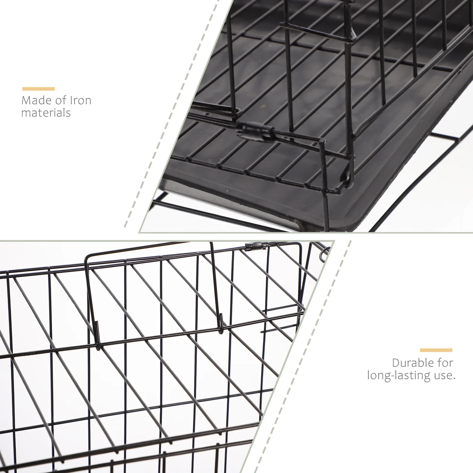 1 Set Pet Crate Iron Wire Dog Cage Folding Metal Kennel Removable Tray Lockable Door Safe Training Shelter Pet Crate