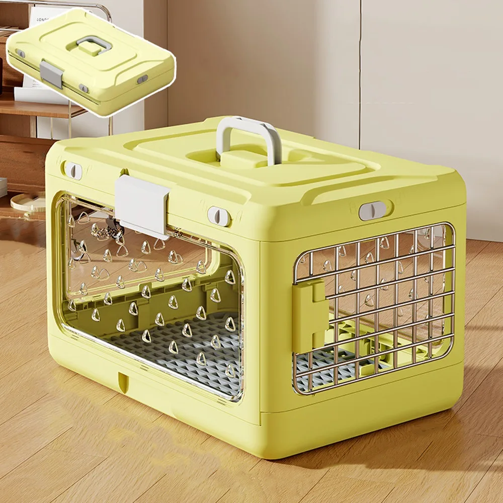 Portable Collapsible Pet Carrier Box Breathable Plastic Foldable Cat Cage with Handle Thickening Dog Kennel Travel Transport - Image 10