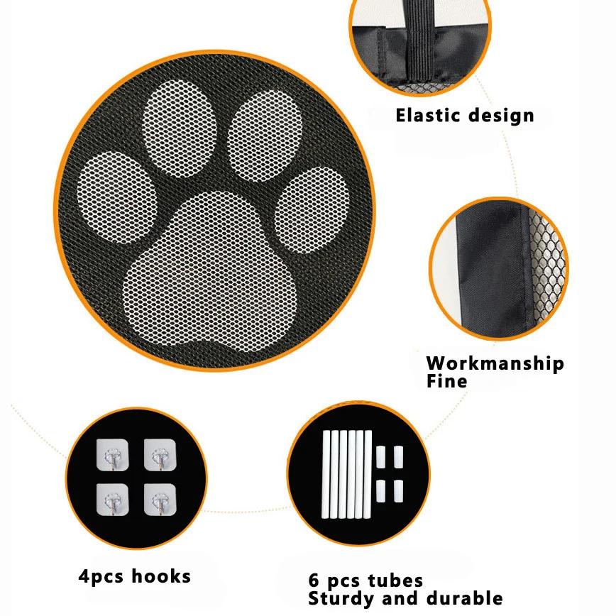 Dog Gate Mesh With 4Pcs Hook Dog Fence For Indoor and Outdoor Safe Pet Dog gate Safety Enclosure Pet supplies Dog Safety Fence - Image 4