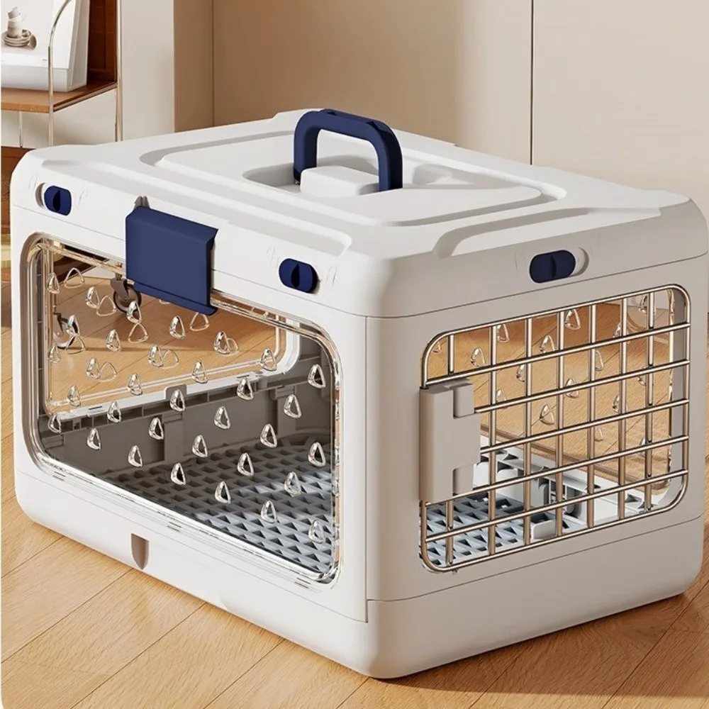 Portable Collapsible Pet Carrier Box Breathable Plastic Foldable Cat Cage with Handle Thickening Dog Kennel Travel Transport - Image 2