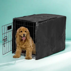 Universal Double Door Dog Crate Cover, Wire Dog Cage Cover Roller Shades, Waterproof Durable Lightweight