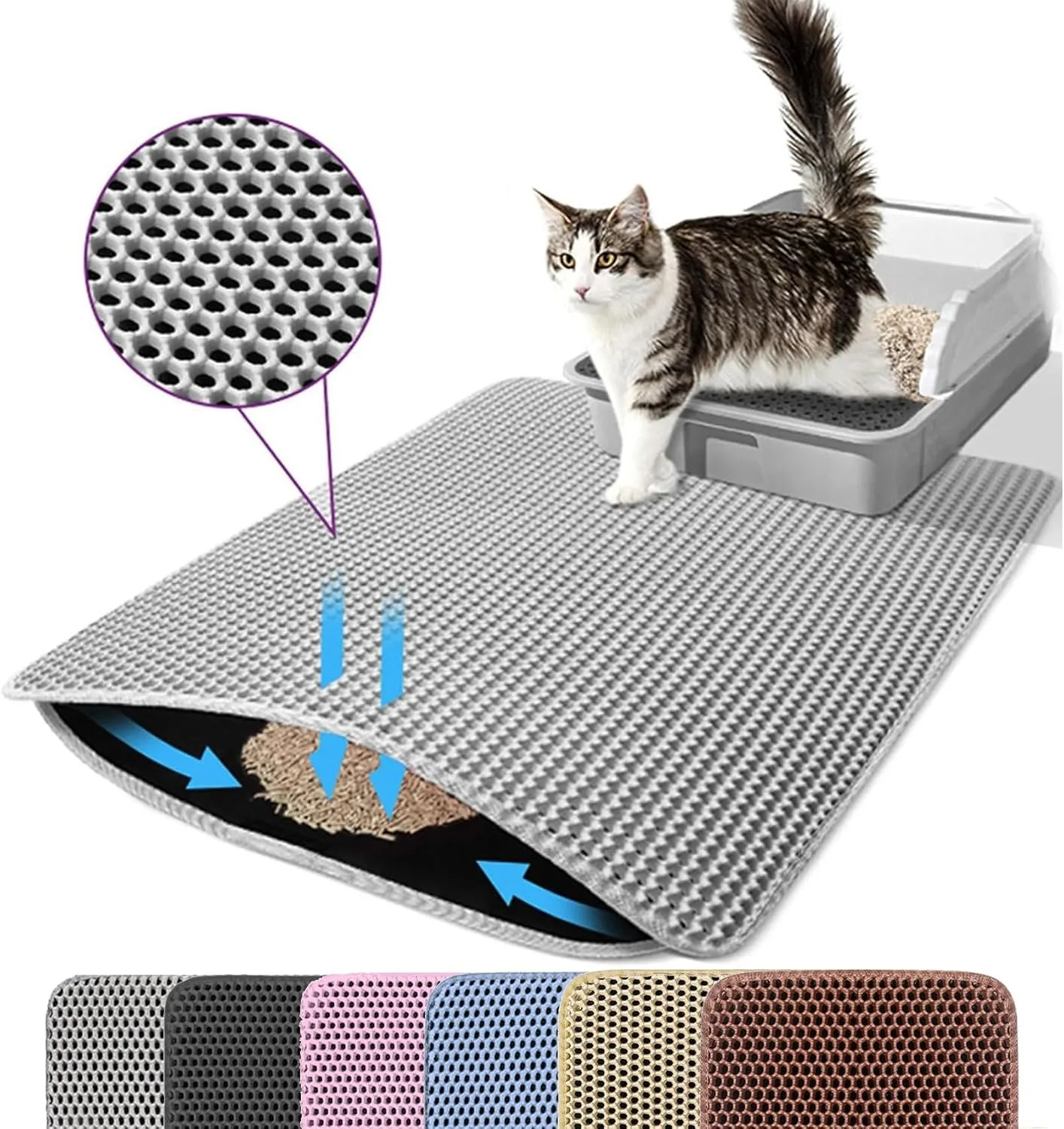 Cat Litter Mat Double Layer Pet Non Slip Big Pet Litter Box Filter MatWear Resistant Waterproof Anti-slip Cat Litter Mat - Image 11