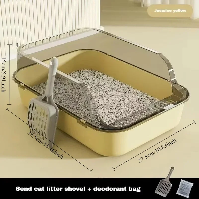 Cat Litter Box High Side Thicken Semi Enclosed Splashproof with Removable Scoop Large Capacity Easy Clean Cat Toilet Supplies - Image 6