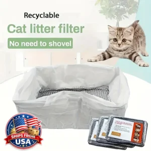 10Pcs Cat Litter Bags Reusable Tray Liners Heavy Duty Sifter Net with Drawstring Easy Clean Portable for Kittens IndoorCat Care