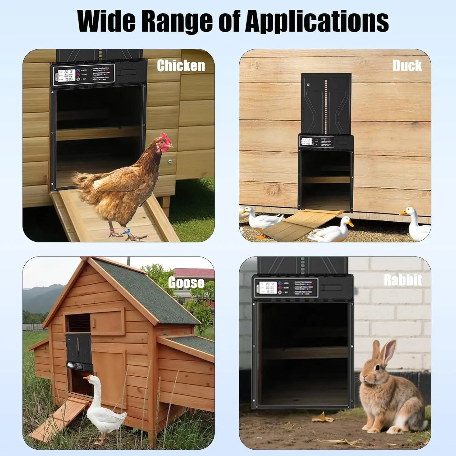 Automatic Chicken Coop Door Solar Powered with Timer, Remote Control, Anti-Pitch Aluminum Alloy Auto House Door for Chicken - Image 6