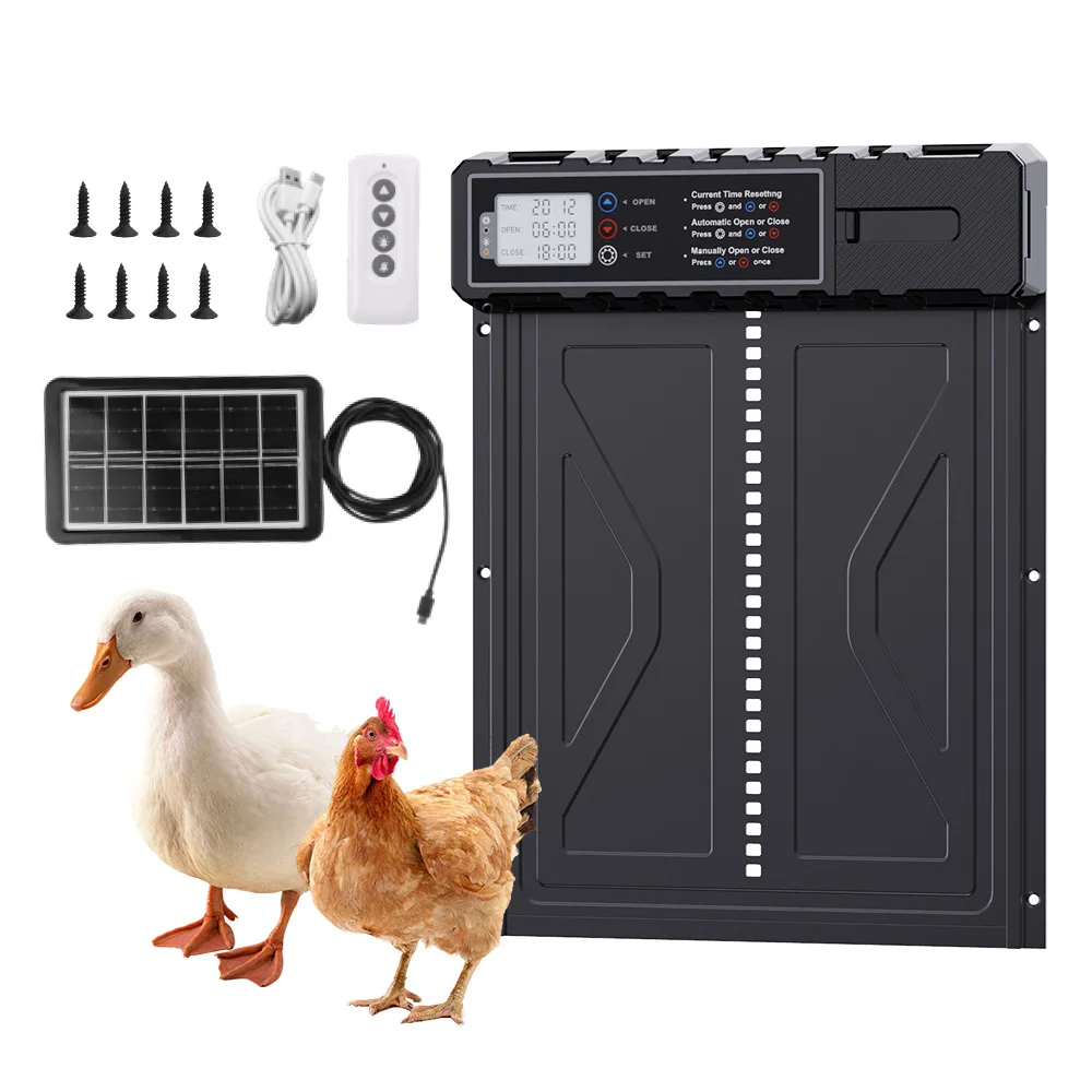 Large Automatic Chicken Coop Door Solar Powered Timer Light Sensor Aluminum Alloy Anti Pinch Safety LCD Display Cold Weather - Image 8