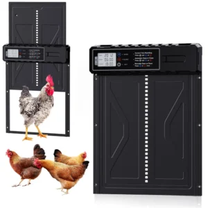 ​Large Automatic Chicken Coop Door Solar Powered Timer Light Sensor Aluminum Alloy Anti Pinch Safety LCD Display Cold Weather​
