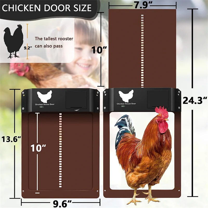 Automatic Chicken Coop Door Chicken Automatic Door Light Sensing Auto Chicken Door Opener Chickens Supplies Battery Powered - Image 9