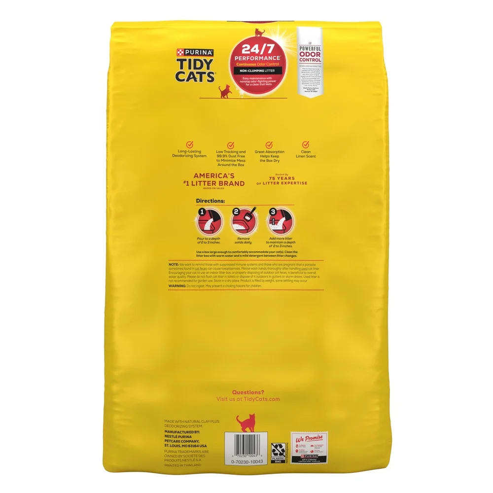 Multi-Cat Non-Clumping Cat Litter 48lb Odor Control Low Dust Clay Litter 24/7 Performance Moisture Absorption Fresh Scent - Image 6