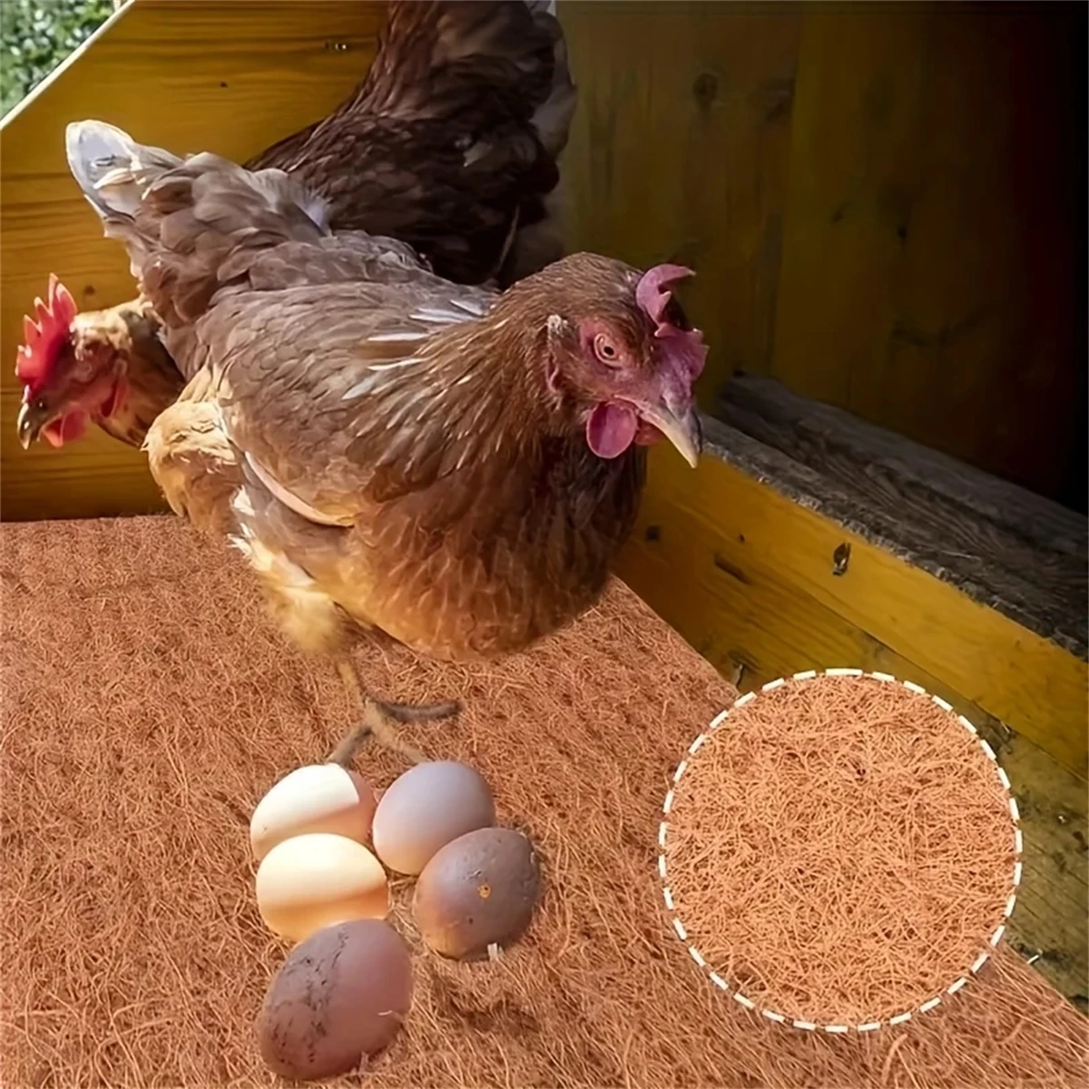 30cm Washable Square Chicken Coop Mat Anti-Breakage Environmental Natural Coconut Palm Pad for Hens Laying Eggs Nesting 1/2Pcs - Image 4