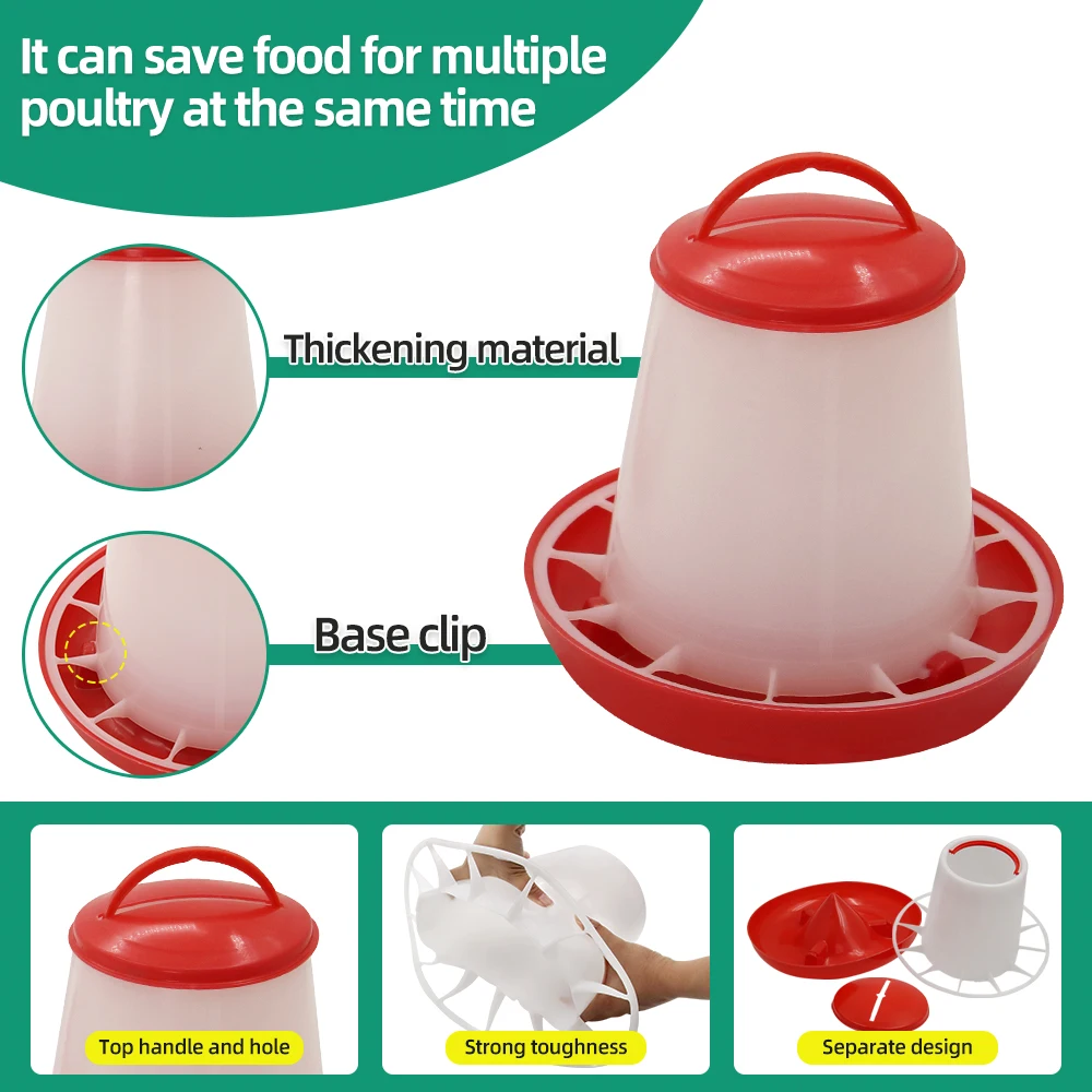 3kg+3L Poultry Feeder And Waterer Water Food Dispenser Automatic Chicken Birds Chick Waterer Feeding Bucket Container Supply - Image 3