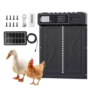 Automatic Chicken Coop Door Solar Powered with Timer, Remote Control, Anti-Pitch Aluminum Alloy Auto House Door for Chicken