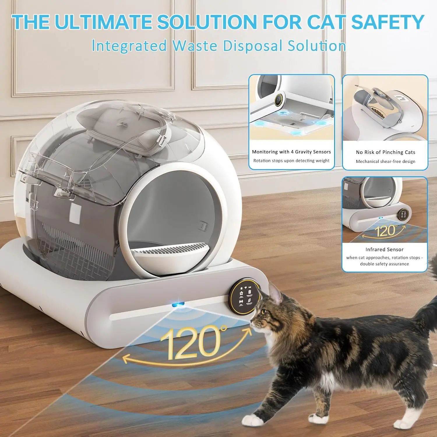 Self Cleaning Cat Litter Box, Automatic Robot Box for Multiple Cats, Smart Self Cleaning with Safety Protection,, Customized - Image 4