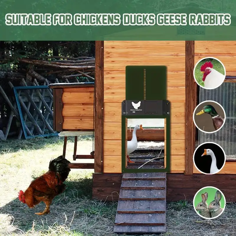 Automatic Chicken Coop Door Chicken Automatic Door Light Sensing Auto Chicken Door Opener Chickens Supplies Battery Powered - Image 6