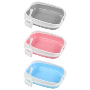 Cat Litter Box for Small Animals Rabbit Cat Sandbox Container Easy to Install Semi Enclosed Cat Sand Basin Kitten Toilet