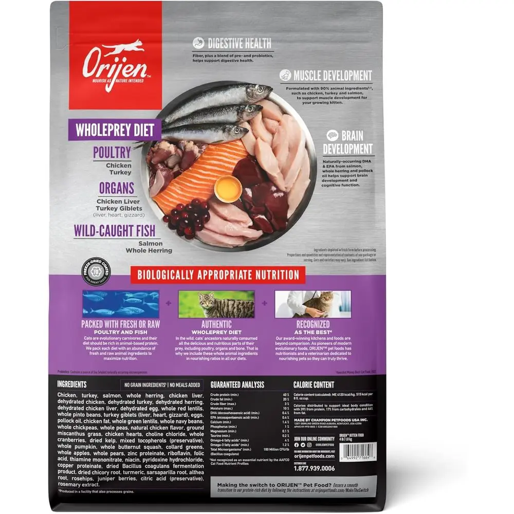 Premium Kitten Dry Food, 4lb Bag, High Protein Grain-Free Recipe - Image 2