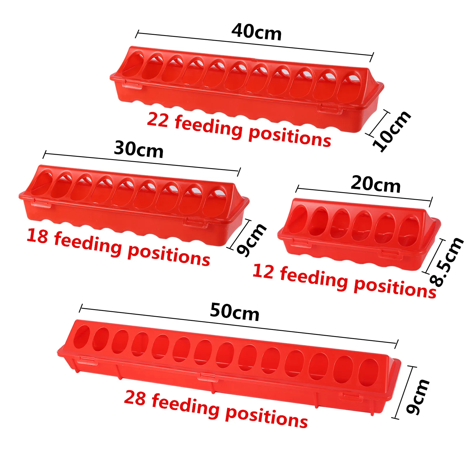 Plastic Flip-Top Poultry Bird Feeder Ground Chicken Bird Feeder Trough Pheasant feeding bucket Quality Chick 20/30/40/50cm - Image 2