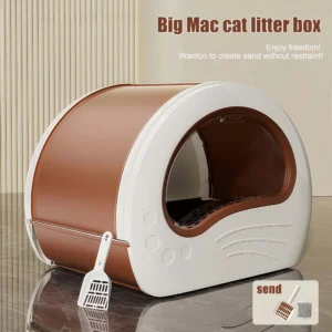 Fully Enclosed Cat Litter Box - Splash-Proof Pet Toilet with Kitten Tray & Potty, Replacement Accessories Included